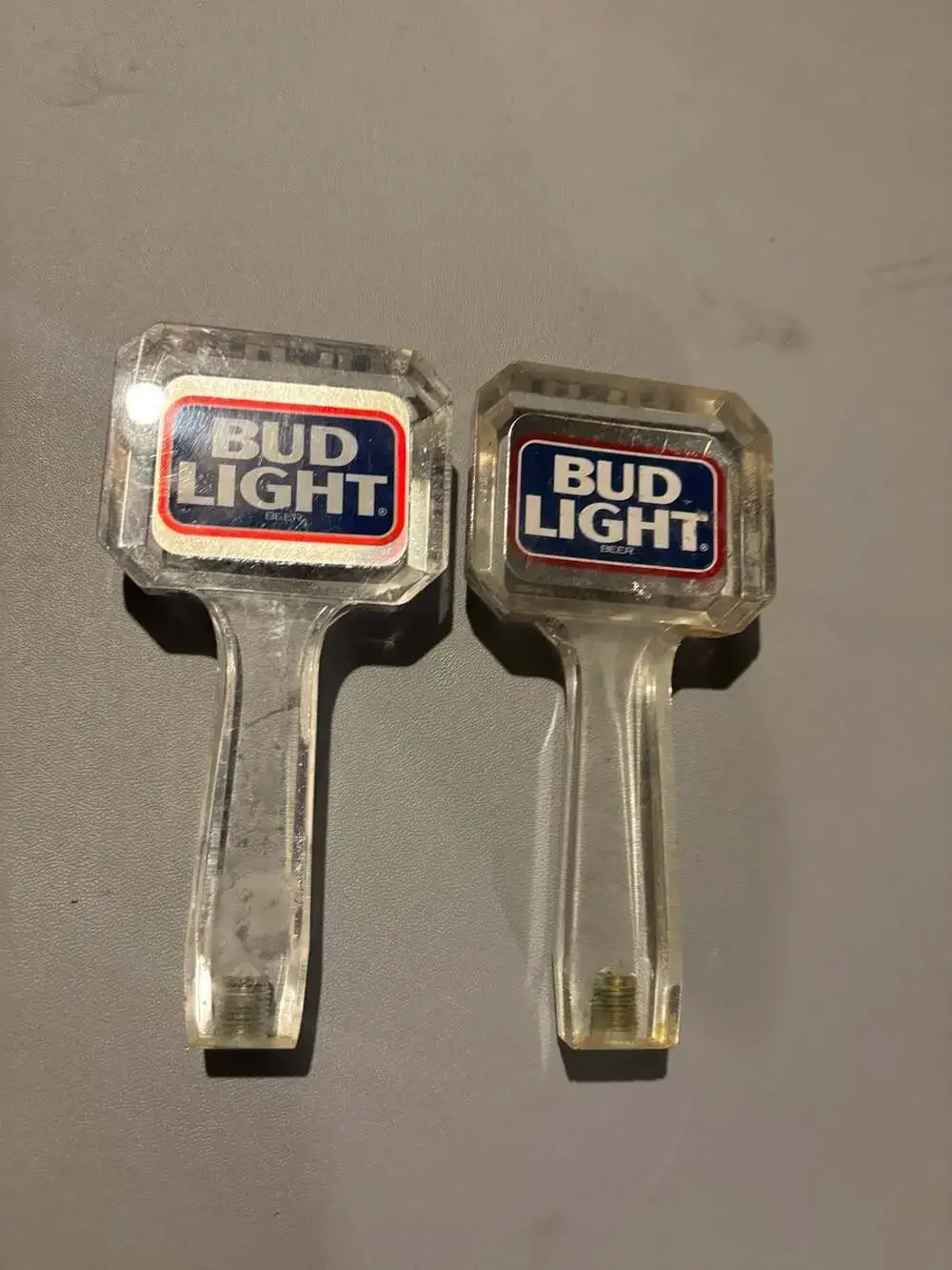 Vintage Bud Light Acrylic Beer Tap Handle Lot of 2